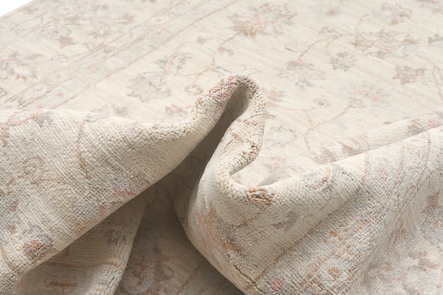 Ivory & Premium Handwoven Pure Wool Chobrang Rug, 5ft 7in x 7ft 9in