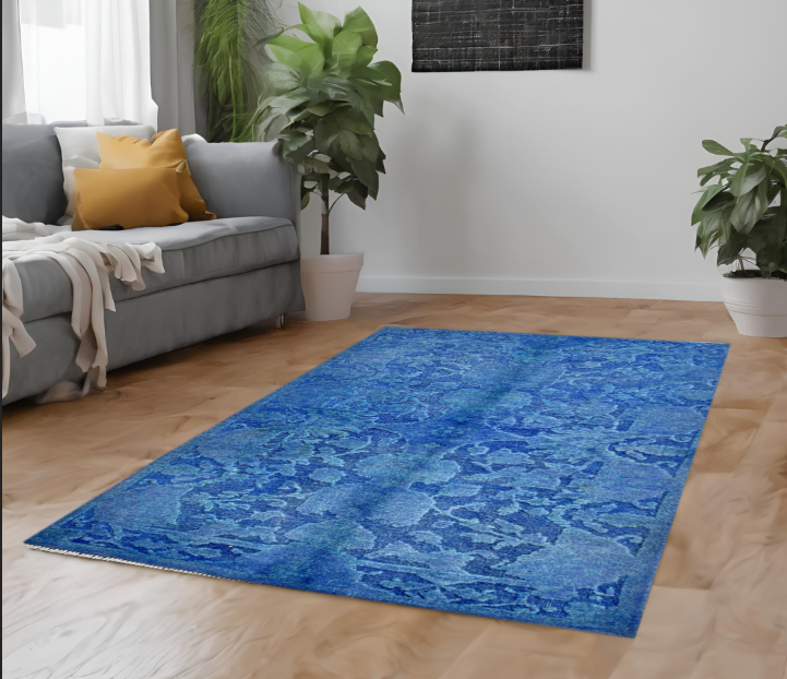 Blue & Premium Handwoven Pure Wool Chobrang Rug, 2ft 11in x 5ft 2in
