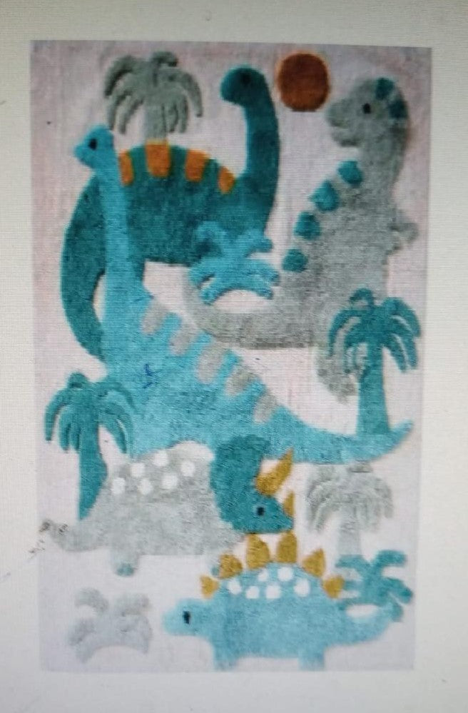 Customized Handwoven Rug for Kids Playroom - Dinosaur