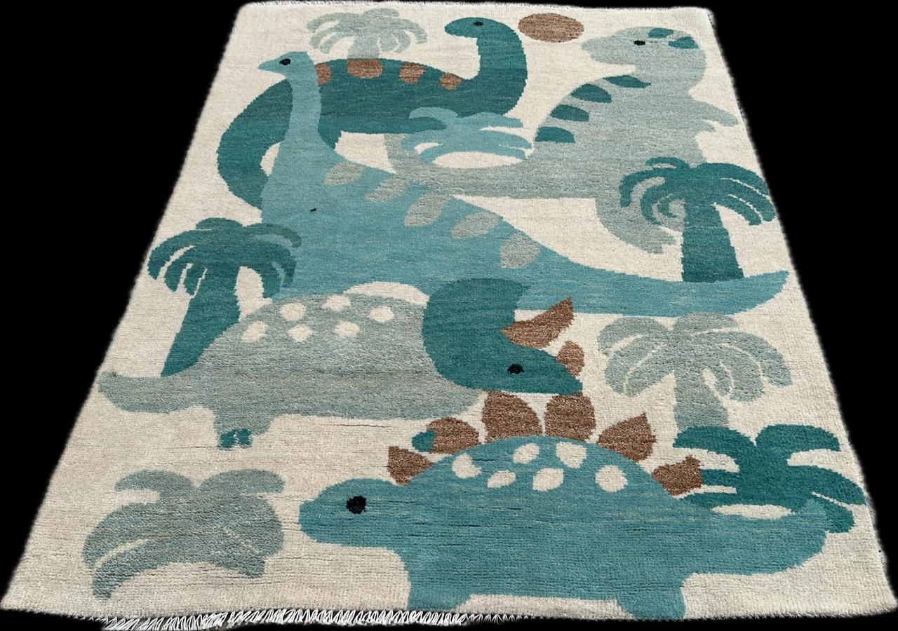 Customized Handwoven Rug for Kids Playroom - Dinosaur
