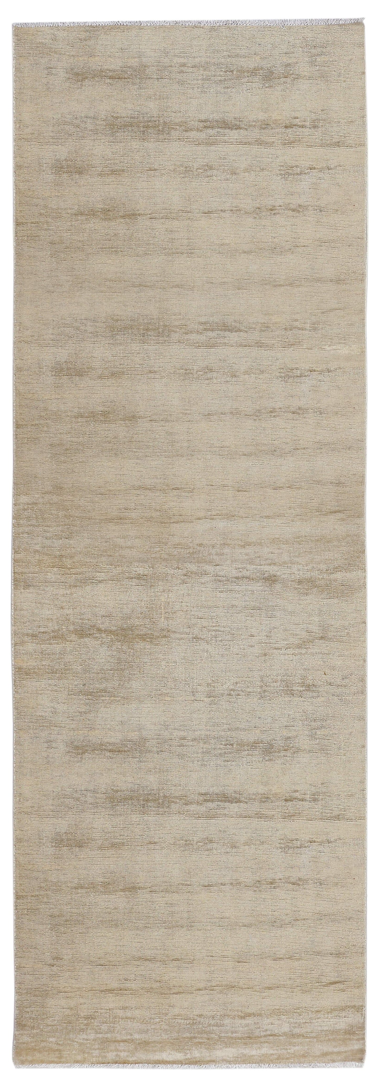 Beige & Bronze Premium Handwoven Pure Wool Chobrang Rug, 3ft 2in x 9ft 7in