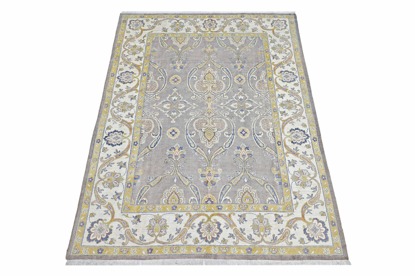 Beige & Ivory Premium Handwoven Pure Wool Sultanabad Rug, 5ft 9in x 8ft 10in