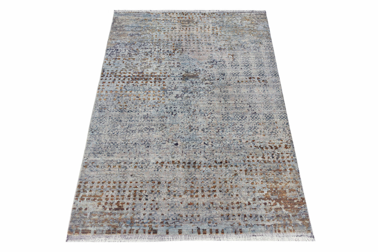 Beige & Grey Premium Handwoven Pure Wool Chobrang Rug, 3ft 1in x 4ft 5in