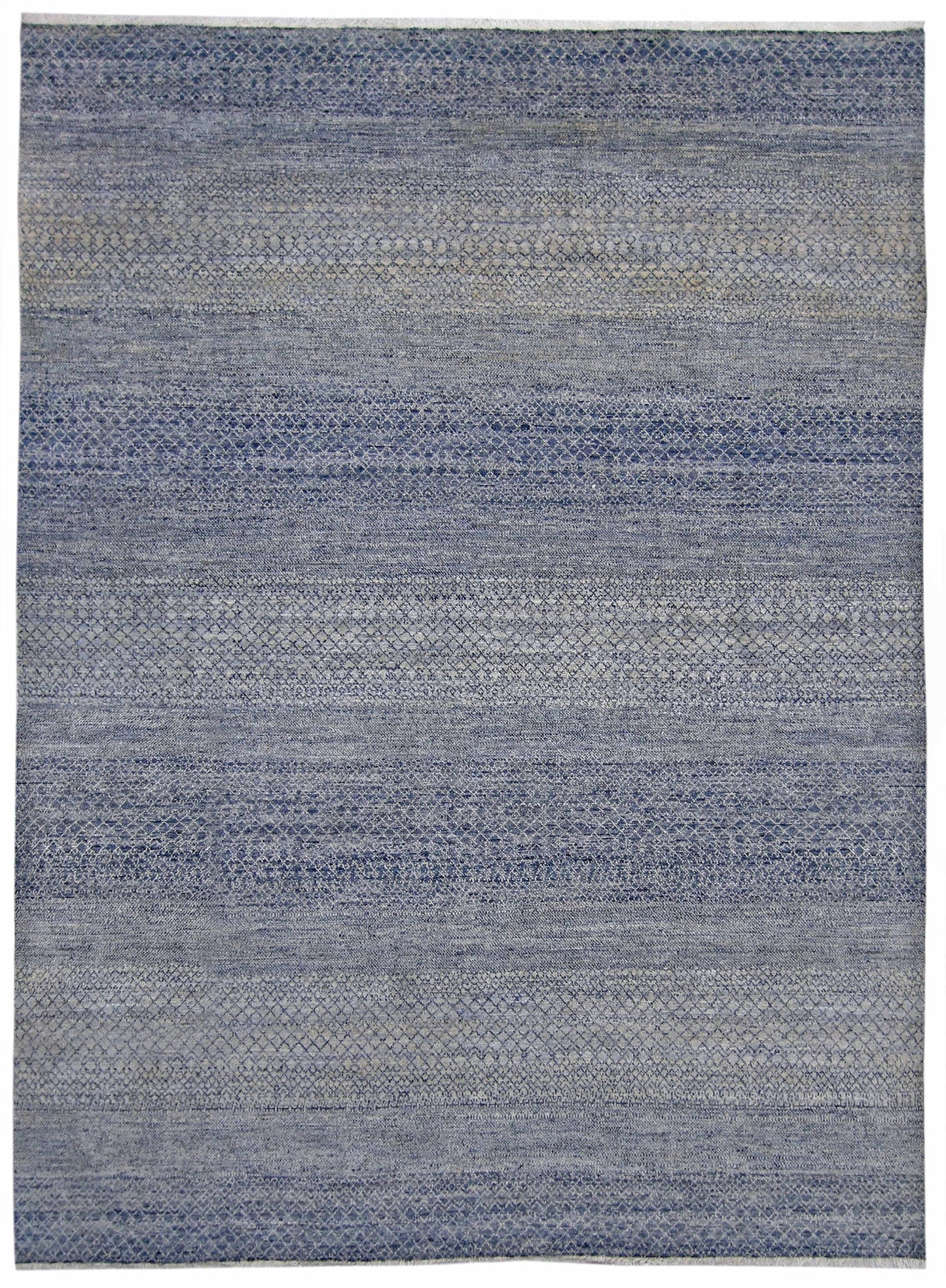 Blue & Silver Premium Handwoven Pure Wool Chobrang Rug, 9ft 0in x 12ft 0in