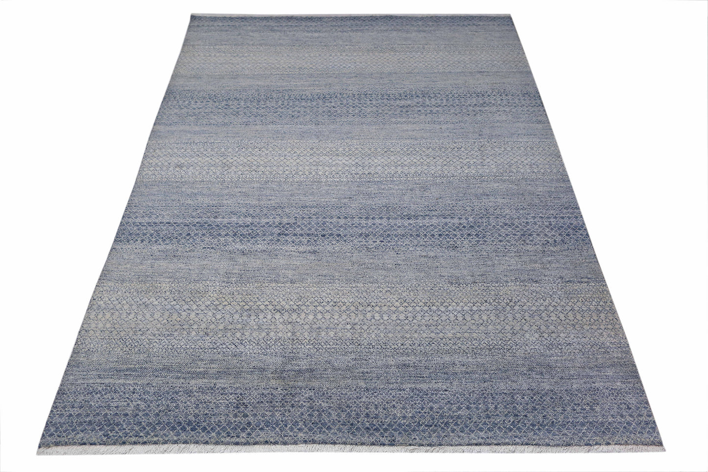Blue & Silver Premium Handwoven Pure Wool Chobrang Rug, 9ft 0in x 12ft 0in