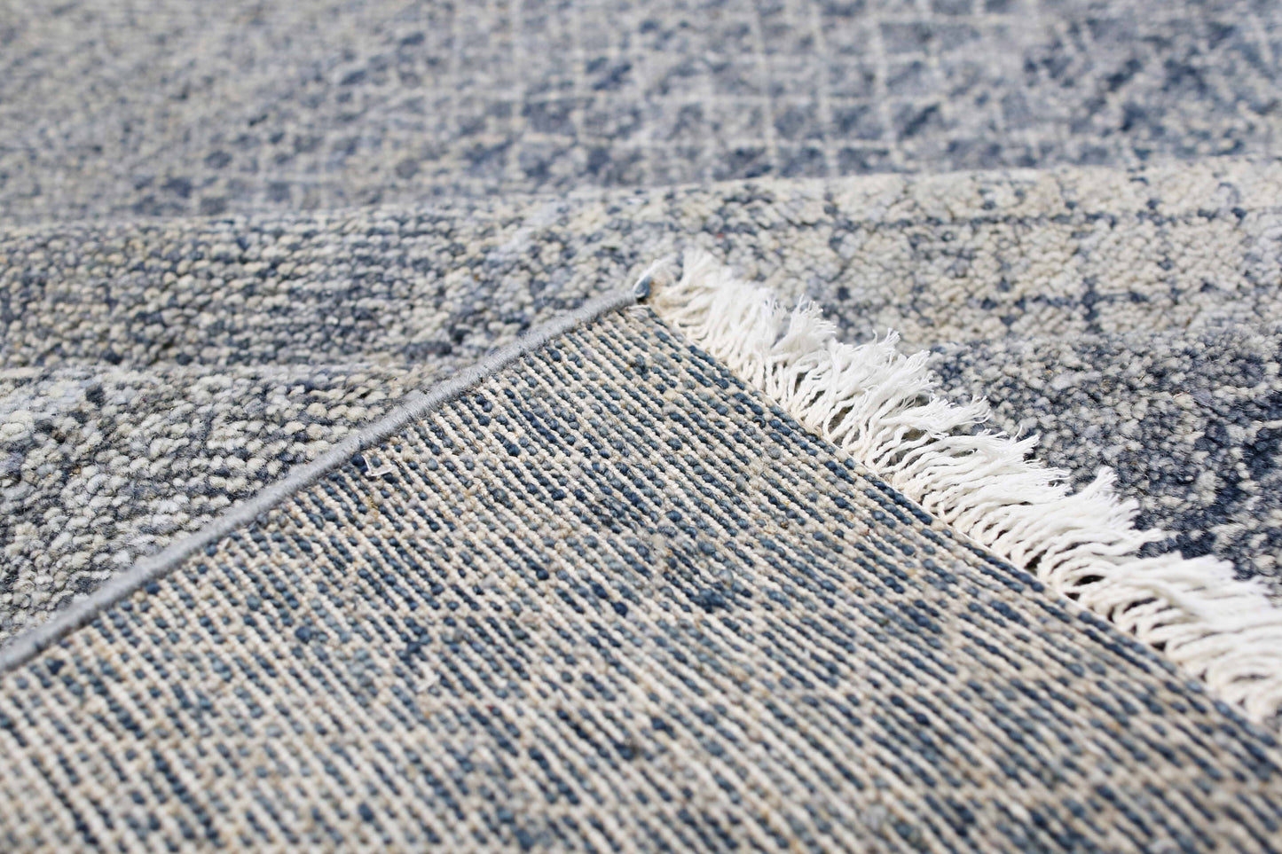 Blue & Silver Premium Handwoven Pure Wool Chobrang Rug, 9ft 0in x 12ft 0in