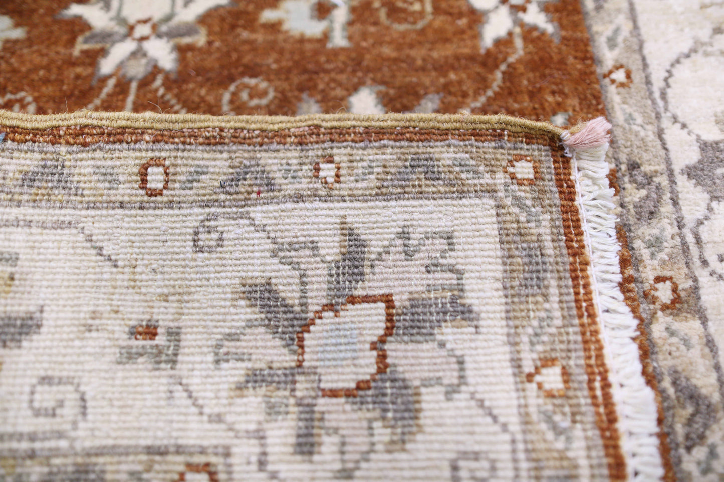 Rust & Ivory Premium Handwoven Pure Wool Chobrang Rug, 2ft 8in x 3ft 11in