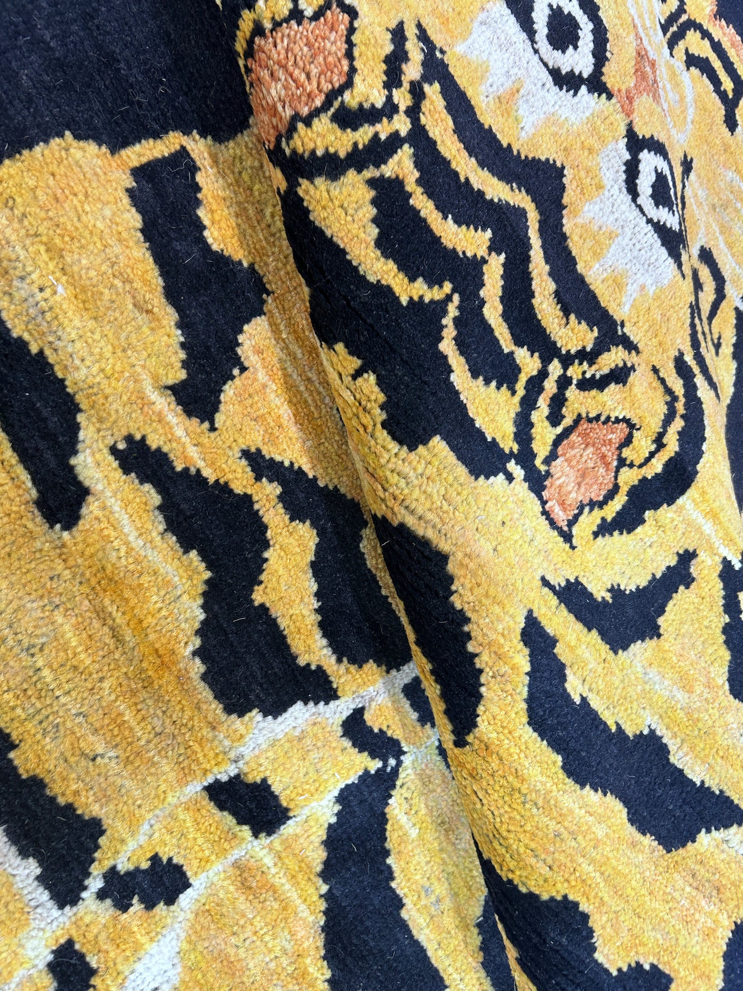 Gold & Black Premium Handwoven Pure Wool Gaba Rug, 3ft 1in x 6ft 0in
