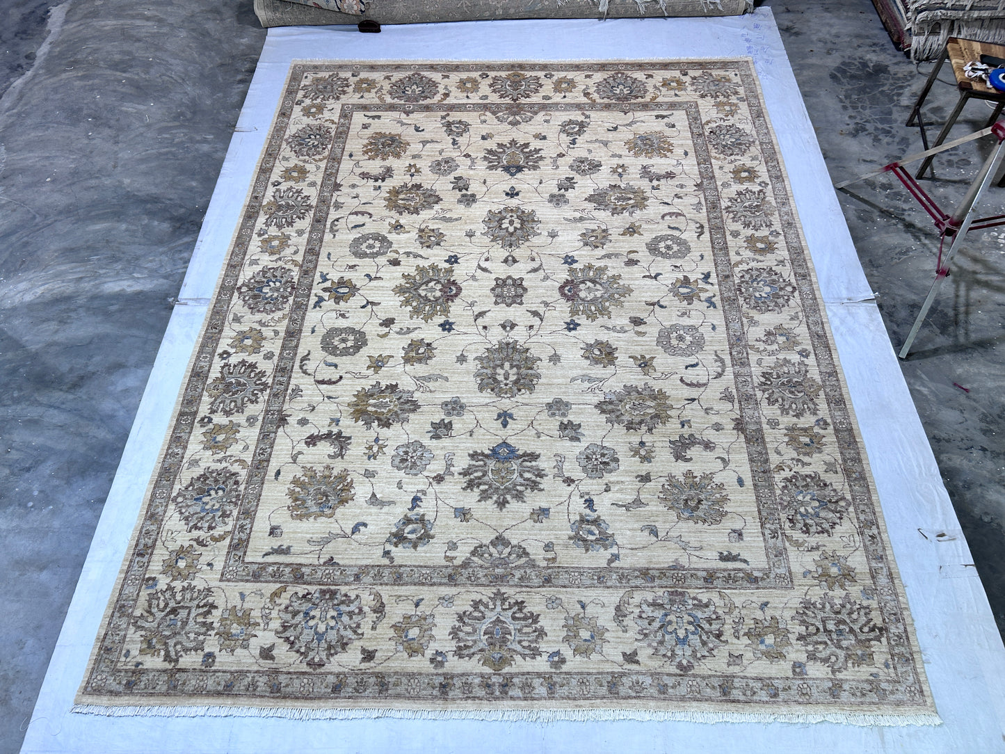 Beige Premium Handwoven Pure Wool Chobrang Rug, 9ft 0in x 12ft 0in