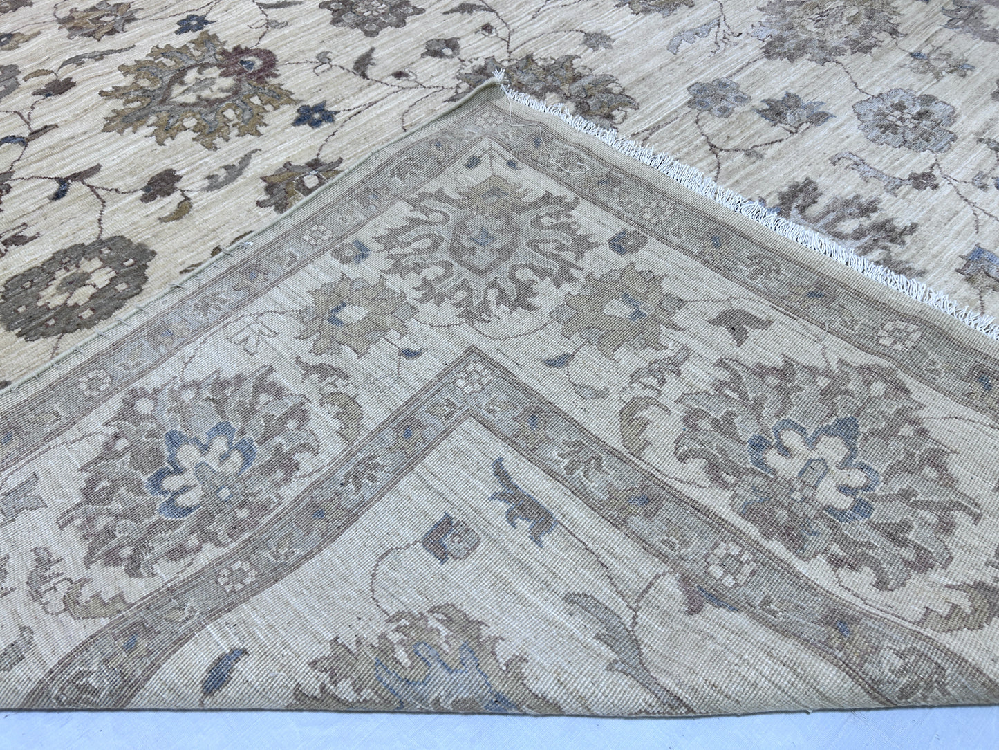 Beige Premium Handwoven Pure Wool Chobrang Rug, 9ft 0in x 12ft 0in