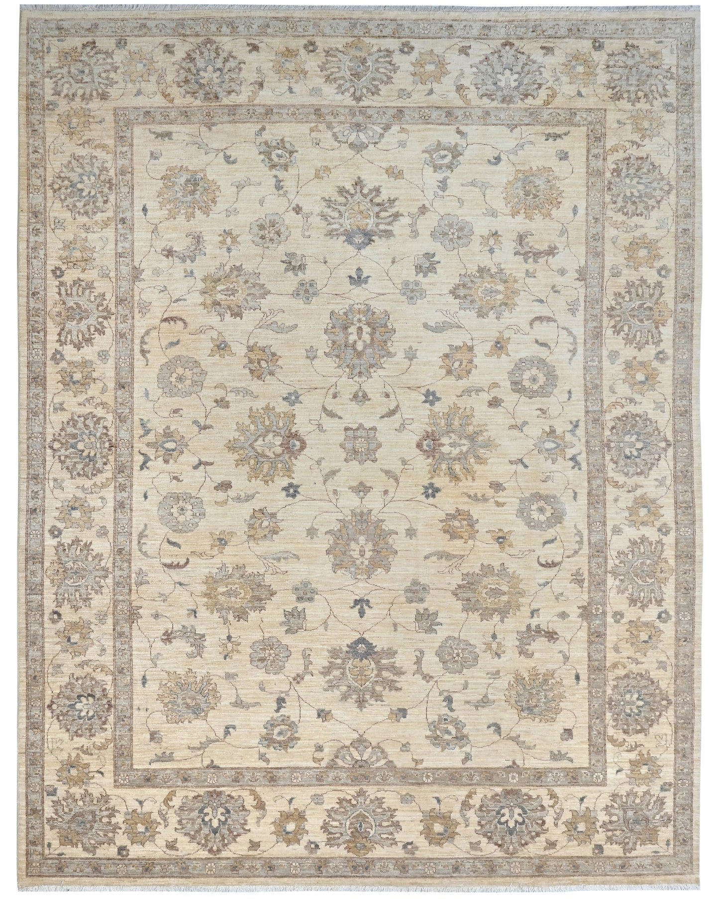 Beige Premium Handwoven Pure Wool Chobrang Rug, 9ft 0in x 12ft 0in