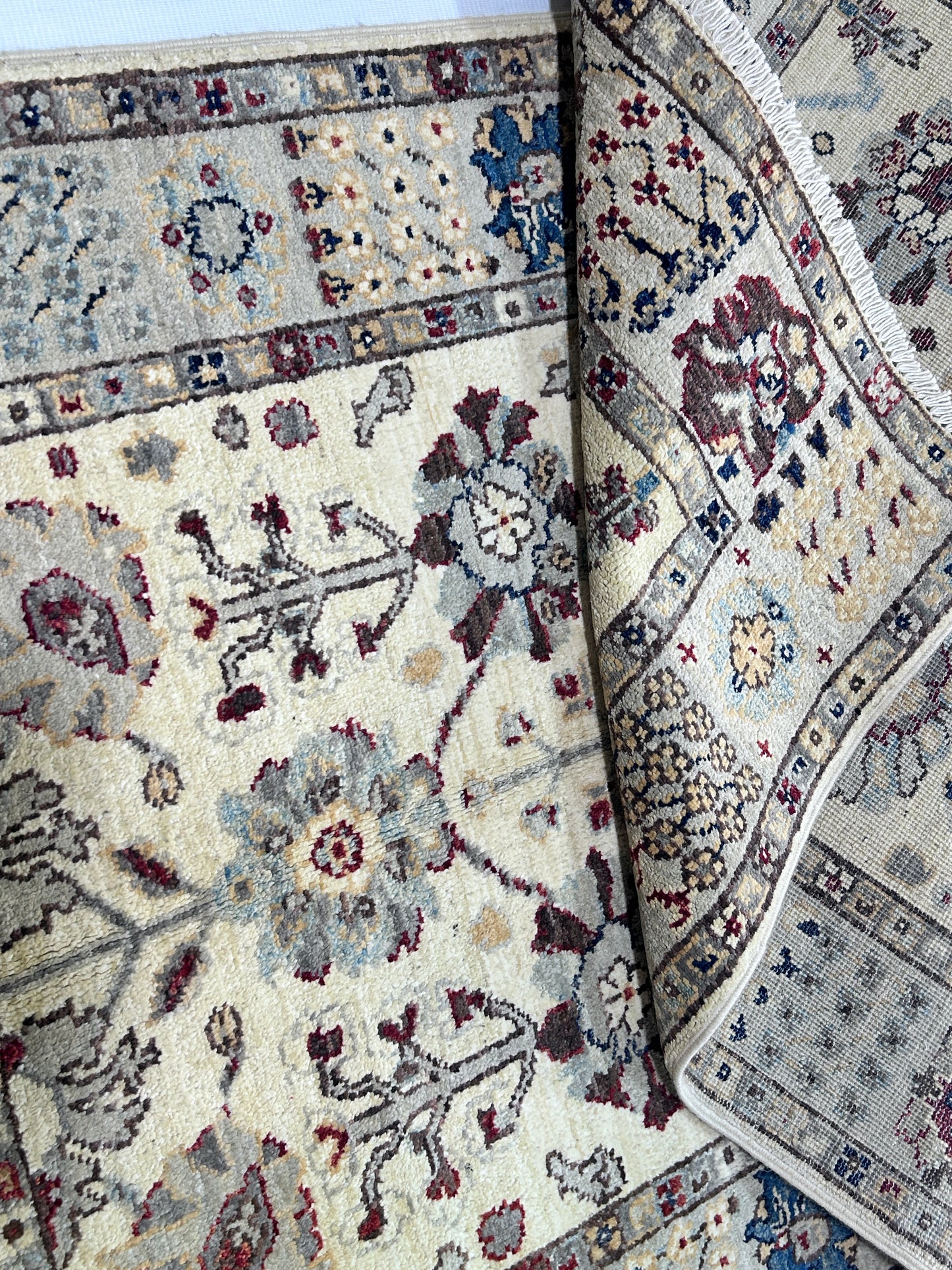 Cream & Silver Premium Handwoven Pure Wool Chobrang Rug, 2ft 11in x 4ft 11in