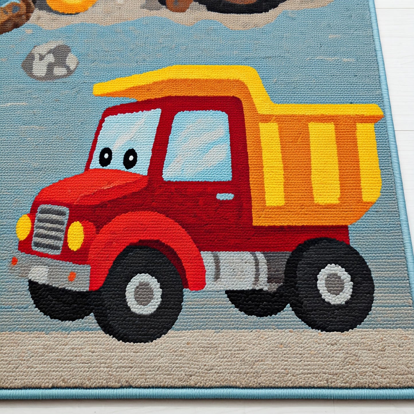 Customized Handwoven Rug for Kids Playroom - Dump Truck