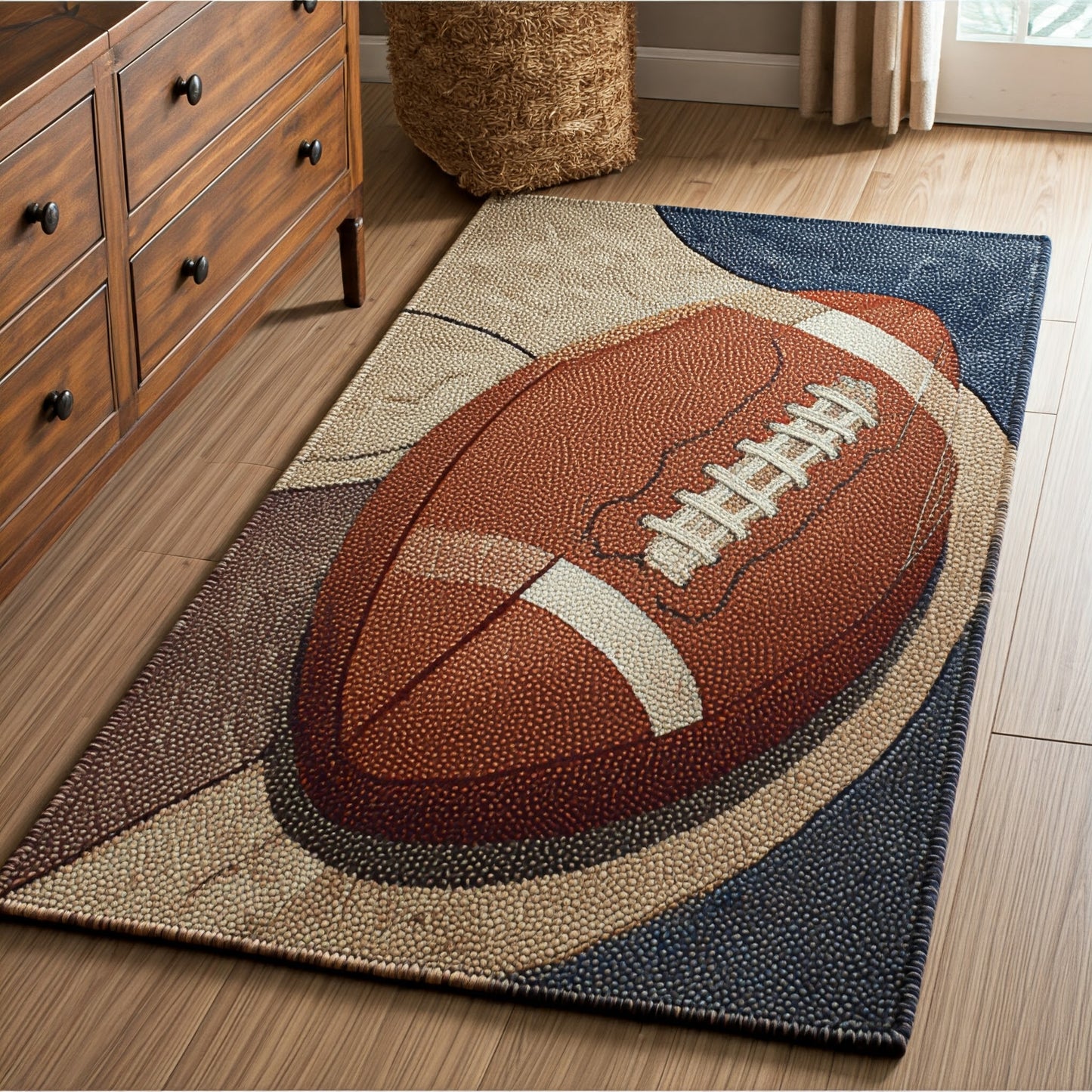 Customized Handwoven Rug for Kids Playroom - Football