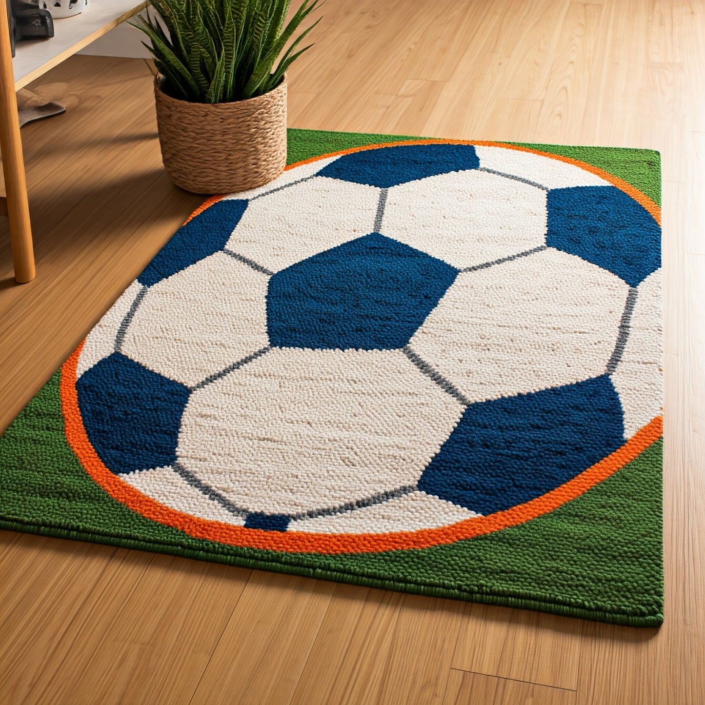 Customized Handwoven Rug for Kids Playroom - Soccer Ball