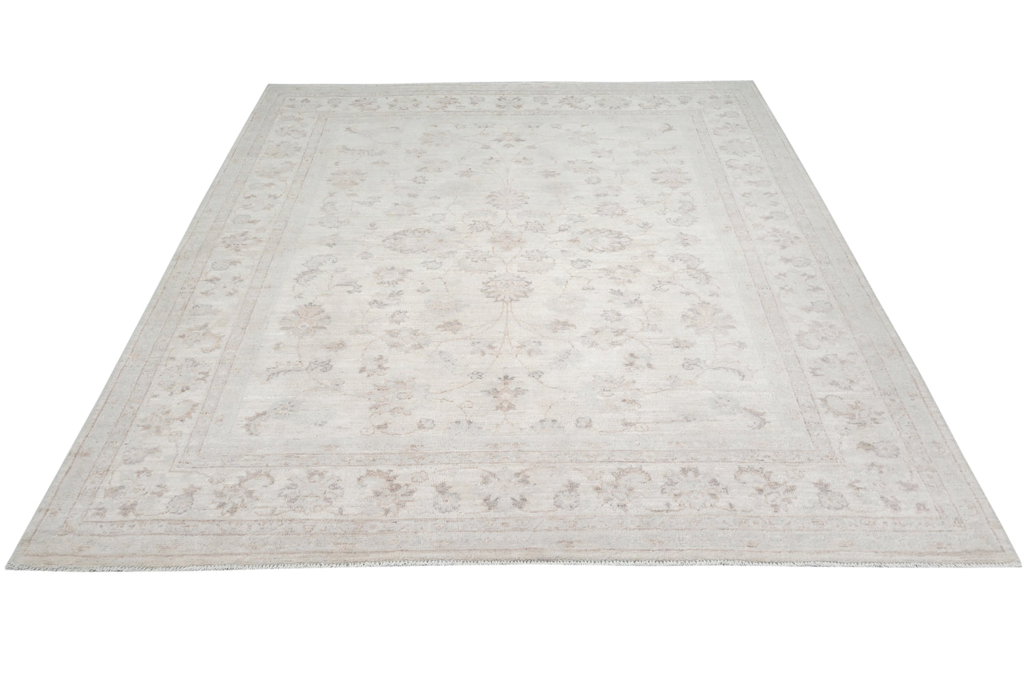 Ivory Premium Handwoven Pure Wool Chobrang Rug, 6ft 7in x 7ft 10in