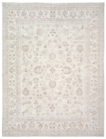 Ivory Premium Handwoven Pure Wool Chobrang Rug, 6ft 7in x 7ft 10in