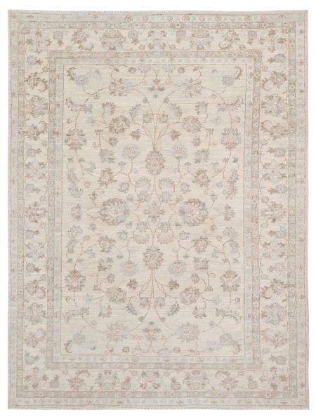 Ivory Premium Handwoven Pure Wool Chobrang Rug, 5ft 7in x 7ft 9in