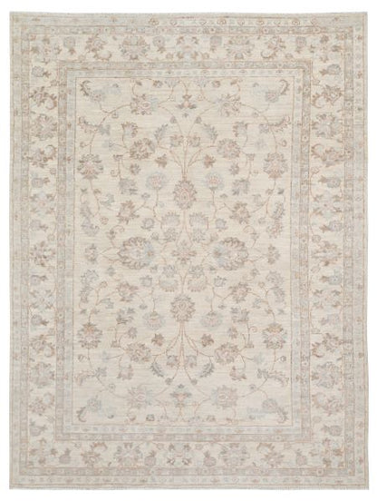 Ivory Premium Handwoven Pure Wool Chobrang Rug, 5ft 7in x 7ft 9in