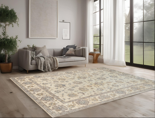 Beige Premium Handwoven Pure Wool Chobrang Rug, 9ft 0in x 12ft 0in