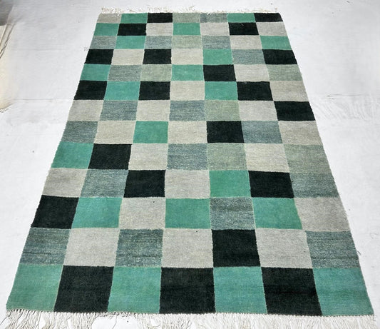 Customized Handwoven Rug for Kids Playroom - Checkers Chess Board