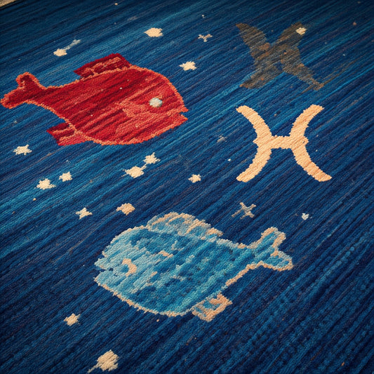Personalized Handwoven Rug with your loved one's Zodiac sign - Pisces