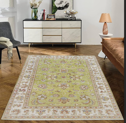 Green & Ivory Premium Handwoven Pure Wool Chobrang Rug, 3ft 10in x 6ft 0in