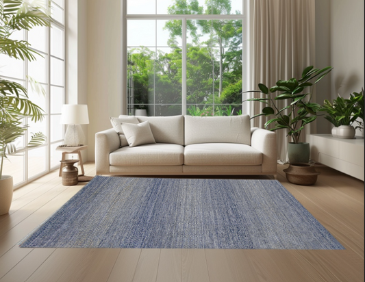 Blue & Silver Premium Handwoven Pure Wool Chobrang Rug, 9ft 0in x 12ft 0in