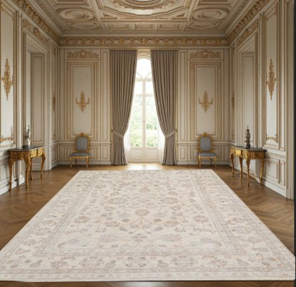 Ivory Premium Handwoven Pure Wool Chobrang Rug, 5ft 7in x 7ft 9in