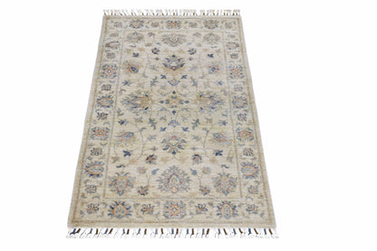 Ivory & Beige Premium Handwoven Pure Wool Chobrang Rug, 2ft 6in x 3ft 11in