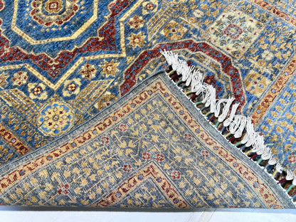 Navy Blue & Red Premium Handwoven Pure Wool Mamlouk Rug, 4ft 0in x 5ft 11in