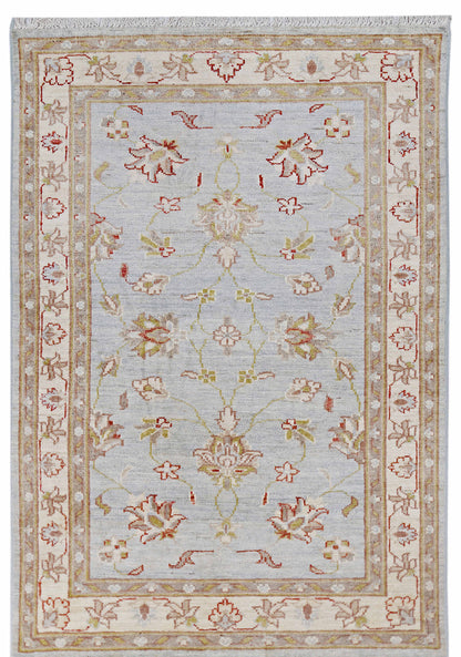 Blue & Ivory Premium Handwoven Pure Wool Chobrang Rug, 3ft 3in x 4ft 9in