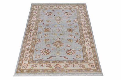 Blue & Ivory Premium Handwoven Pure Wool Chobrang Rug, 3ft 3in x 4ft 9in