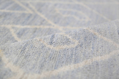 Grey & Ivory Premium Handwoven Pure Wool Moroccan Rug, 4ft 11in x 7ft 1in