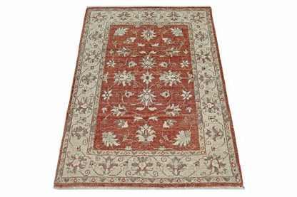 Rust & Ivory Premium Handwoven Pure Wool Chobrang Rug, 2ft 8in x 3ft 11in