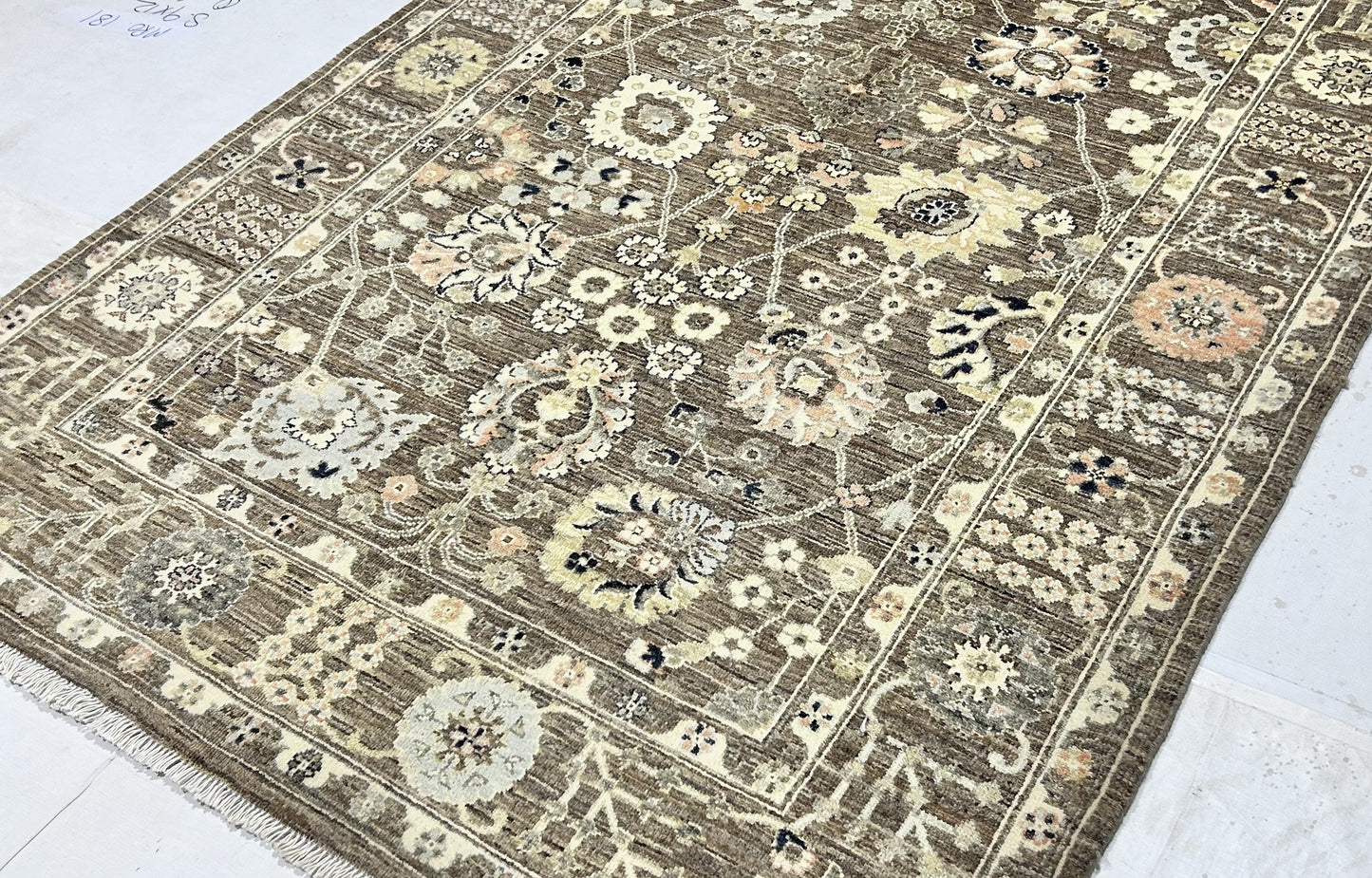 Brown & Charcoal Premium Handwoven Pure Wool Gaba Rug, 5ft 0in x 7ft 1in
