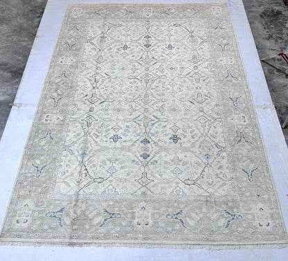 Ivory & Pistachio Premium Handwoven Pure Wool Bijar Rug, 8ft 8in x 11ft 11in