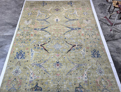 Sage  & Blue Premium Handwoven Pure Wool Bijar Rug, 9ft 10in x 13ft 7in