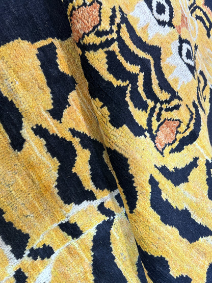 Gold  & Black Premium Handwoven Pure Wool Gaba Rug, 3ft 1in x 6ft 0in