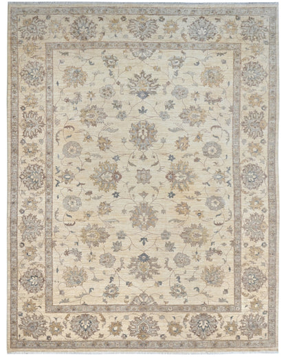 Beige Premium Handwoven Pure Wool Chobrang Rug, 9ft 0in x 12ft 0in