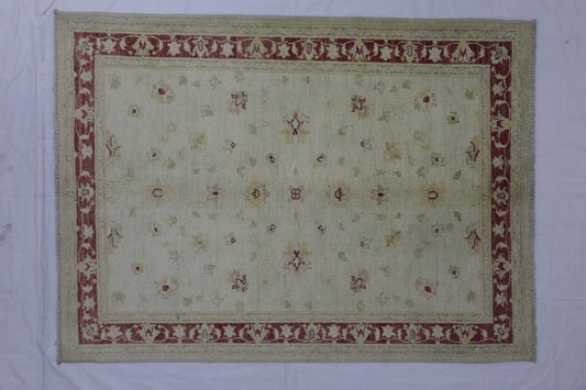 Ivory & Red Premium Handwoven Pure Wool Chobrang Rug, 3ft 6in x 4ft 10in