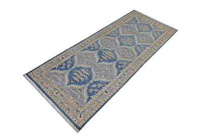 Blue & Silver Premium Handwoven Pure Wool Chobrang Rug, 3ft 4in x 7ft 11in