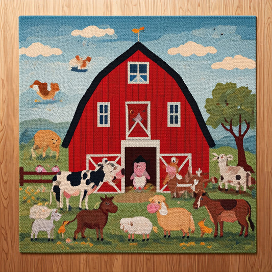 Customized Handwoven Rug for Kids Playroom - Animal Barn