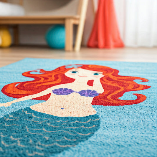 Customized Handwoven Rug for Kids Playroom - Mermaid