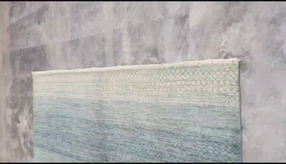 Blue & Silver Premium Handwoven Pure Wool Chobrang Rug, 9ft 0in x 12ft 0in
