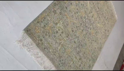 Pistachio & Salmon Premium Handwoven Pure Wool Chobrang Rug, 5ft 0in x 7ft 0in