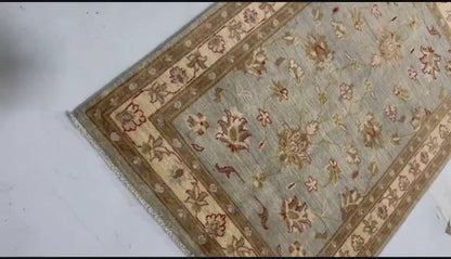 Blue & Ivory Premium Handwoven Pure Wool Chobrang Rug, 3ft 3in x 4ft 9in