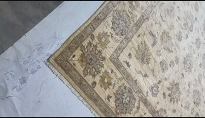 Beige Premium Handwoven Pure Wool Chobrang Rug, 9ft 0in x 12ft 0in