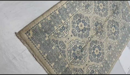 Silver & Ivory Premium Handwoven Pure Wool Kotan Rug, 4ft 1in x 6ft 2in