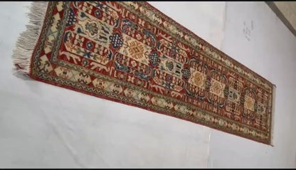 Ivory & Rust Premium Handwoven Pure Wool Chobrang Rug, 2ft 8in x 9ft 9in